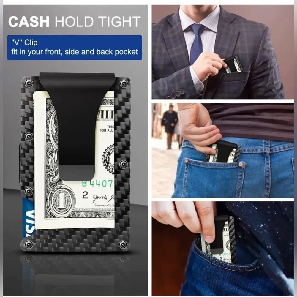 Men RFID Blocking Slim Money Clip Wallet Credit Card ID Holder Thin Minimalist